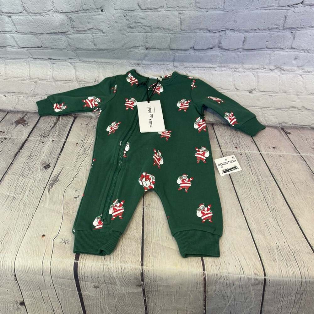 Miles the Label Santa Baby Zip Romper Christmas Outfit